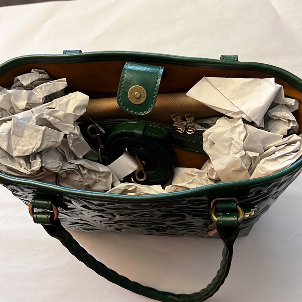 Patricia Nash Green Tooled Leather Tote - Picture 4 of 14